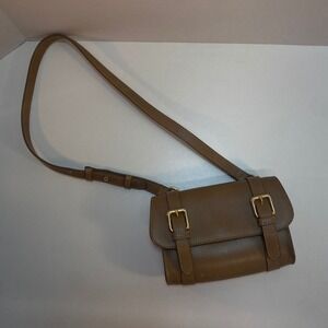 Brown Faux Leather Crossbody Shoulder Bag Purse Saddle Equestrian
